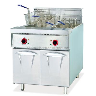 China Hotels Floor Standing Electric Deep Fryer With 2 Tank 4 Baskets for sale