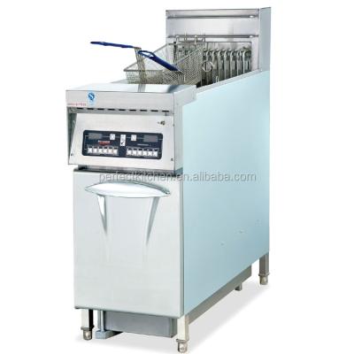 China Commerical Single Tank Electric Computer Stainless Steel Two Basket Deep Fryer With Oil Filter for sale