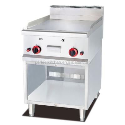 China Hotel Counter Top LPG Stainless Steel Flat Plate Gas Grill Griddle with Cabinet with 1/3 Fluted for sale