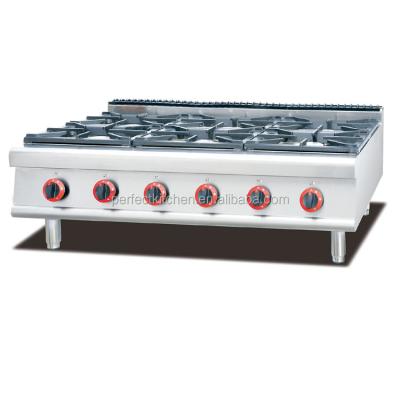 China Commercial Stainless Steel LPG Natural Gas Cooking Stove 6 Burner For Hotel Kitchen Or Restaurant for sale