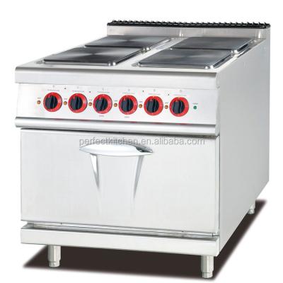 China Electric Hotel Free Standing Cooking Range With 4 Square Hot Plates With Electric Oven for sale