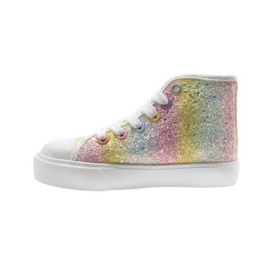 China Wholesale Children's Fashion Breathable Glitter Shoes School Lace Up High Top Canvas Shoes Kids Sports Shoes for sale