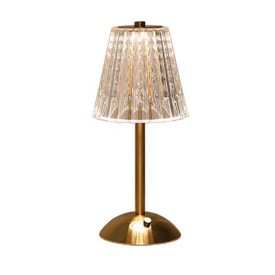 China Modern Cordless Restaurant Table Lamp Metal Base Rechargeable Touch Read LED Crystal Desk Lamp for sale