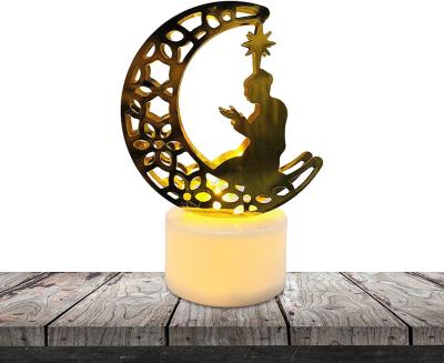 China Mini Candle Lanterns - Eid Decor Decorative Lantern Islamic Art Buildings Crescent Star Light for Eid Ramadan Gift for sale