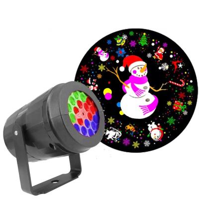 China ABS+LED 16 Patterns New Year Christmas Decoration LED Laser Projector Light Snowflake Elk Projection Lamp for sale