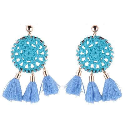 China BOHEMIA Wholesale Exaggerated Tassel Earrings Holiday Bohemian Style Dream Colorful Rope Weave Earrings for sale