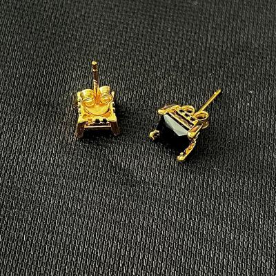 China Hiphop fashion hip hop square zircon four claw earrings personalized earrings new wholesale and direct sales for sale