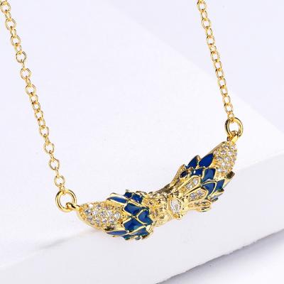 China Europe and America exquisite vintage flower Pisces gold pendant, handmade enamel sweater chain, women's necklace, Christmas gift for sale