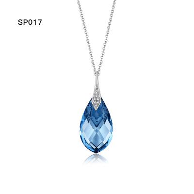 China Original Design Sky Blue Elegant Clavicle Chain Cute Minority Femininity Crystal Pendant Necklace High Sense for sale