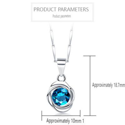 China Europe and America Amazon popular S925 Sterling Silver Necklace Topaz Pendant for girl's gift for sale