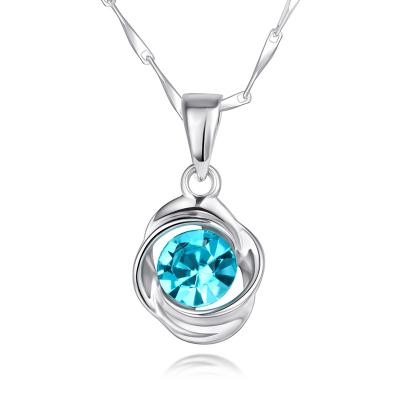 China Fashion High Quality Europe and America Sterling Silver Crystal Necklace Pendants Elegant For Women's Gift for sale