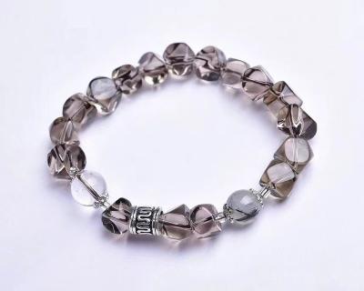 China BOHEMIA New Design 10mm Round Bead Smoke Crystal Natural Tea Crystal Complementary Bracelet for sale