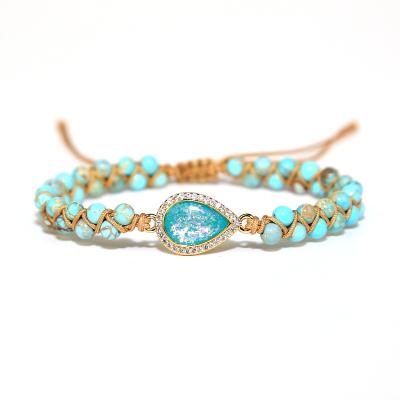 China 2022 New E-commerce Color Emperor Pine Romantic Stone Woven Friendship Bracelet Studded Couples Bracelet for sale