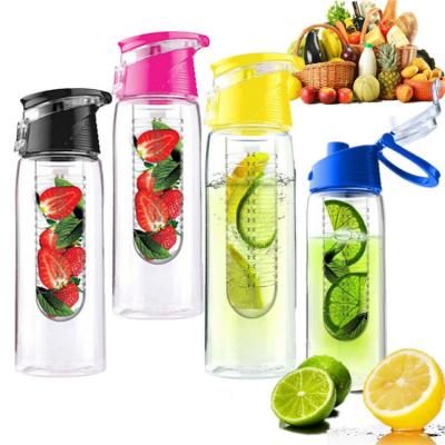 China Amazon Hot Sale Viable Clear Shaker Fruit Infuser Leak Proof Clear BPA Tritan Drinking Plastic Water Bottle for sale