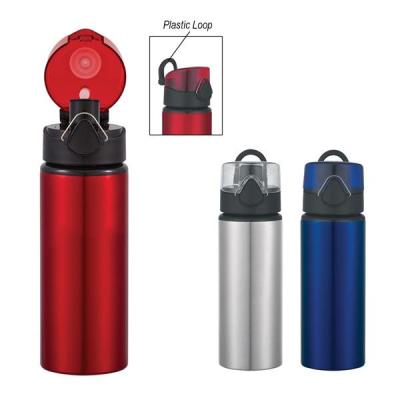 China Sustainable Low Price Flip Top Insulated Aluminum Water Bottle With Plastic Lid And Buckle for sale