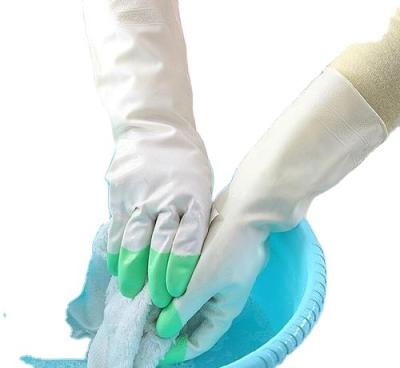 China Smooth PVC Household Gloves Winter Dishwashing Flockliner Gloves Washing Dishes for sale