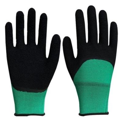 China Any 10G 13G 15G Black latex coated work gloves nylon, polyester, cotton coating wrinkle finish for sale