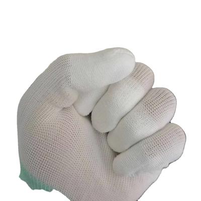 China Finger Coated PU White Finger Dipped Nylon Work Gloves Protect Finger for sale