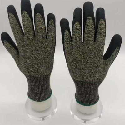 China Cut Resistance / Hear Production 13G Aramid / Steel / Nylon Heat Resistance Anti-Cut Knit Foam Nitrile Palm Coating Level A4 Cut-Resistant Glove for sale