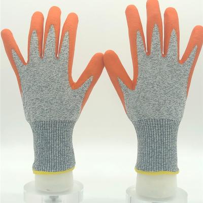 China Cut Resistance / Hear 13G/15G Production Anti-Cut Heather Gray Dineema Knit PU Palm Coating Level-3 Cut Resistant Anti Cut Glove for sale