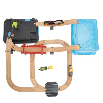 China Eco-friendly Railway Builder Transportation 40pcs Beech Wood Train Track Set for Kids Boys and Girls for sale