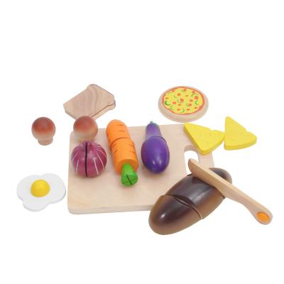 China 13pcs Eco-friendly Wooden Cutting Fruit Vegetables Food Play Toy Set Kitchen Food Series Wooden Pretend Cutting Play Food Toy For Toddlers for sale