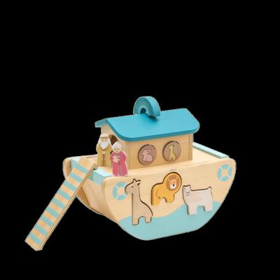 China Eco-Friendly Noah's Ark Kids Wooden Boat Early Educational Wooden Toy Animal Shape Sorter Toy For Toddlers for sale