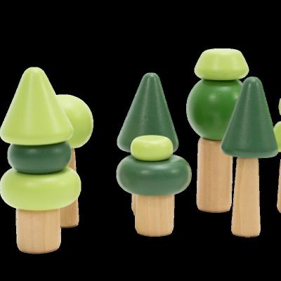 China 22pcs Eco-friendly Wooden Balancing Tree Stacking Montessori Toy Wooden Stacking Block DIY Toy For Toddlers for sale