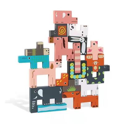 China Eco-friendly Creative Jigsaw Block Puzzle Games Wooden Jigsaw Traffic Matching Animal Puzzle For Kids for sale