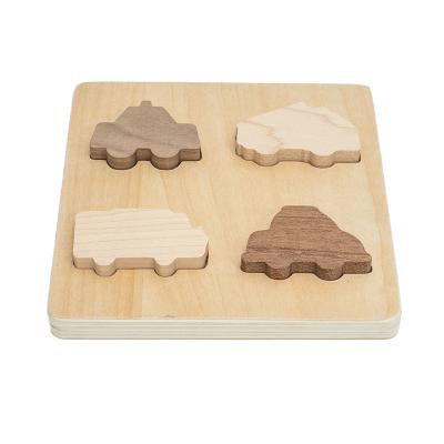 China Eco-friendly Preschool Car Knowledge Shape Matching Puzzle For Kids Wooden Jigsaw Baby Puzzles 3D Puzzle For Infant for sale