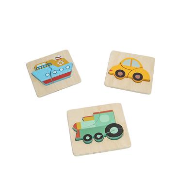 China Eco-friendly Wooden Puzzle Wooden Baby Puzzles Car Series 3D Puzzle For Infant for sale