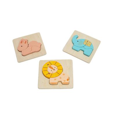 China Eco-friendly preschool wooden toy for kids wooden jigsaw baby puzzles 3D series animal puzzle for infant for sale