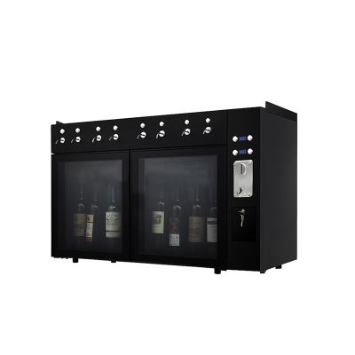 China Blue LED Interior Light Wine Cooler 8 Bottle Electric Wine Beverage Dispenser Vending Machine for sale