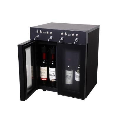 China Hot Selling Luxury Wine Cooler Black 4 Bottle Blue Interior LED Light Wine Cooler for Home for sale