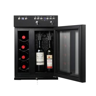 China Blue LED Interior Light Double Zone Wine Fridge Food Grade Hardware Wine Cabinet for sale