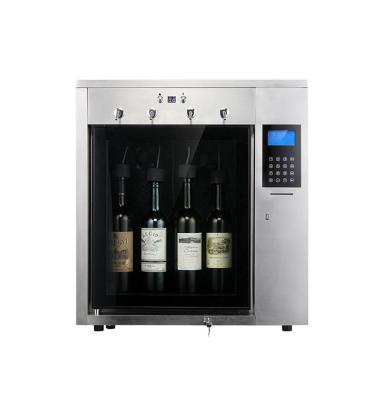 China China Indoor LED Light Stainless Steel IC Card Wine Dispenser Cooler 4 Bottle Blue Red Wine Cooler for sale