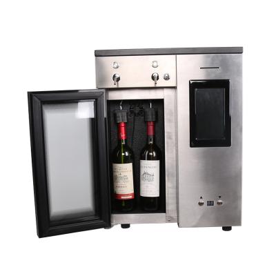 China Blue Inner LED Light IC Card Stainless Steel Drinks Dispenser Wine 2bottle Wine Dispenser Cooler For Sale for sale