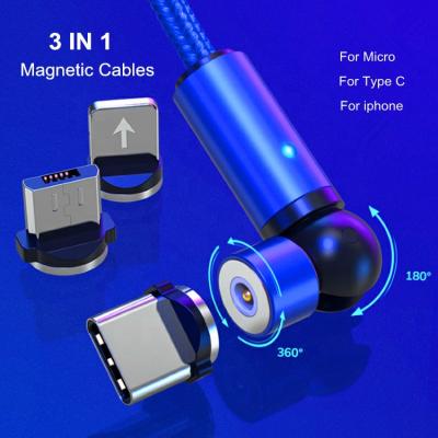 China With magnetic +Strong +360Â LED indicator; ° New Design Rotating Mobile Phone USB Cable Black Fast Charging Magnetic USB C Cable for sale