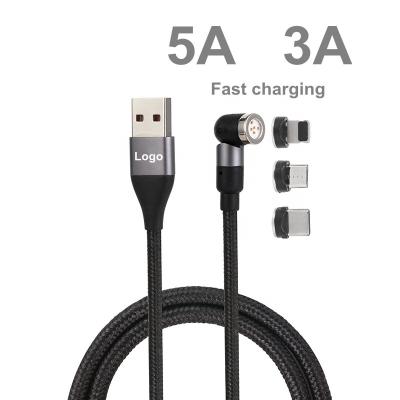 China With magnetic +Strong +360Â LED indicator; ° 3A Rotation Fast Charger 540 Degree Rotating Cable Magnetic Charger USB Magnetic Cable for sale