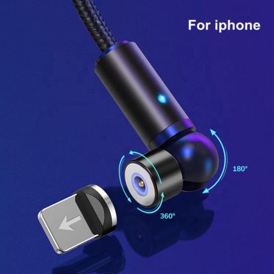 China With magnetic +Strong +360Â LED indicator; ° Free Shipping Micro USB Type C Rotation Mobile Phone Charger Cable Micro USB Mobile Phone Charging Cable 8P Magnetic For iPhone for sale