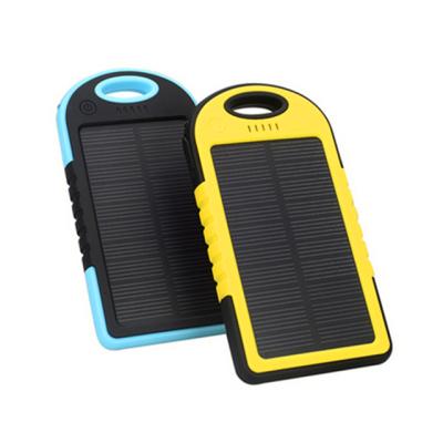 China Dual USB Port LED Light Solar Power Bank 5000mAh Waterproof Charger Waterproof Power Banks for sale