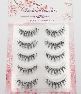 China The Long New Japan Natural 5 Pairs Hand-sharpened Natural Curling Cross Eyelashes False Eyelashes for sale