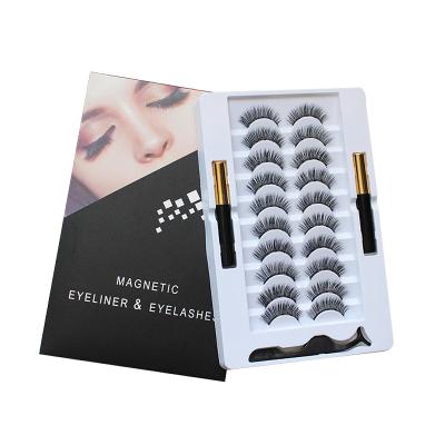 China Fur Lashes Kit 3D Magnetic False Eyelash With Eyeliner And Tweezers for sale