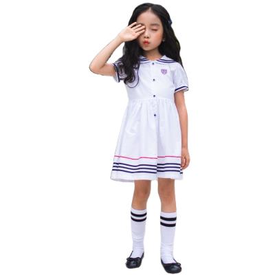 China Recommended byride Peter Pan Collar Stripe Hem Preppy kids dresses girls cotton dress preppy style for kids for sale