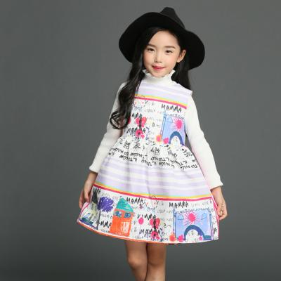 China Anti-Static Cartoon Girls Clothes Little Girls Childhood Floral Remind Children Dress Princess 2020 for sale