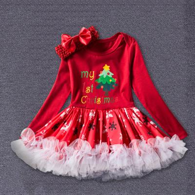 China Sweet Little Girls Christmas Tree Dress Snowflake Christmas Gifts Winter Knit Christmas Baby Outfit for sale