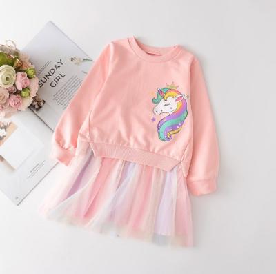 China New Soft Unicorn Lace Children Princess Kids Girl Dresses Brand Anti-static Girls Dress Dress for sale