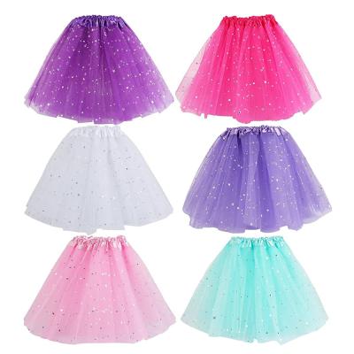 China Anti-Wrinkle Stars Girls Ballet Tutu Kids Birthday Dress Simple Solid Princess Skirt Set Glitter Party Favor Dress for sale