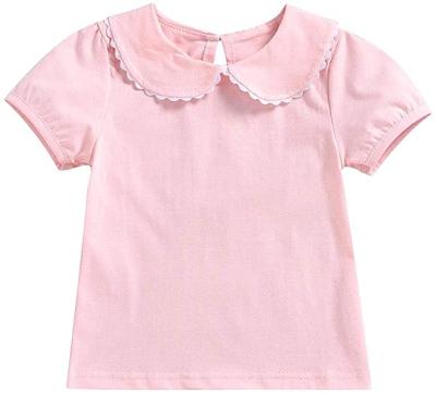 China Girls Breathable Basic Shirt Baby Kids Long Sleeve Solid Color Doll Collar Tops Blouse for sale