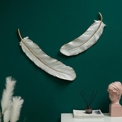 China Handmade Decoration Nordic Living Room Wall Hanging Feather Country Metal Wall Decor for sale